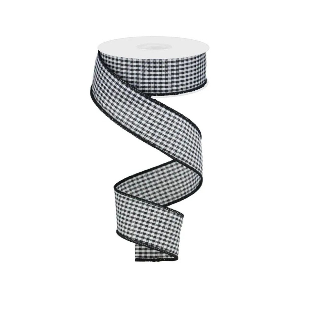 Mini Gingham Check Wired Ribbon – 1.5"x10yd Black/White-RGA1094CF